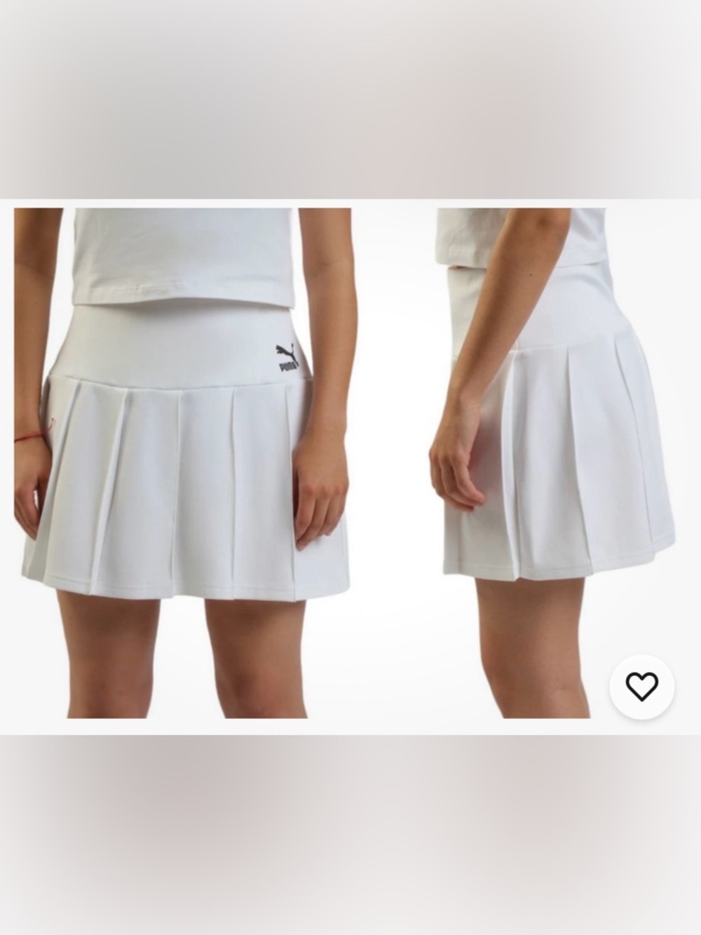 Puma White Pleated Mini Skirt with Logo NO SHORTS INCLUDED